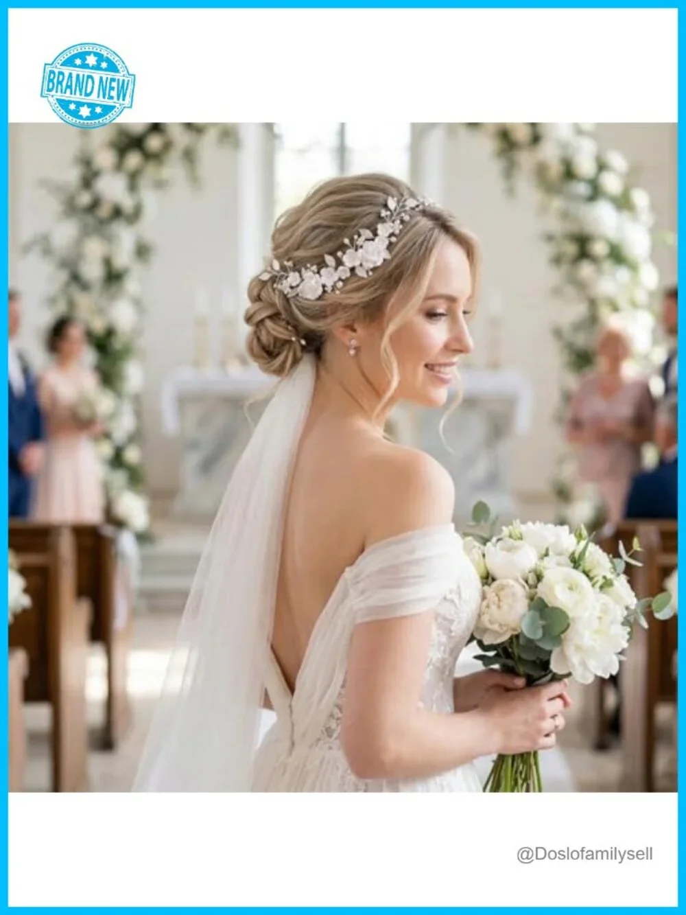 Bridal Wedding Hair Vine with Pearls and Flowers Leaf Headpiece Hair